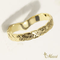 3mm Kohola Whale Tail Ring-Hawaiian Maile Pattern-Cutout [14K/18K Gold]