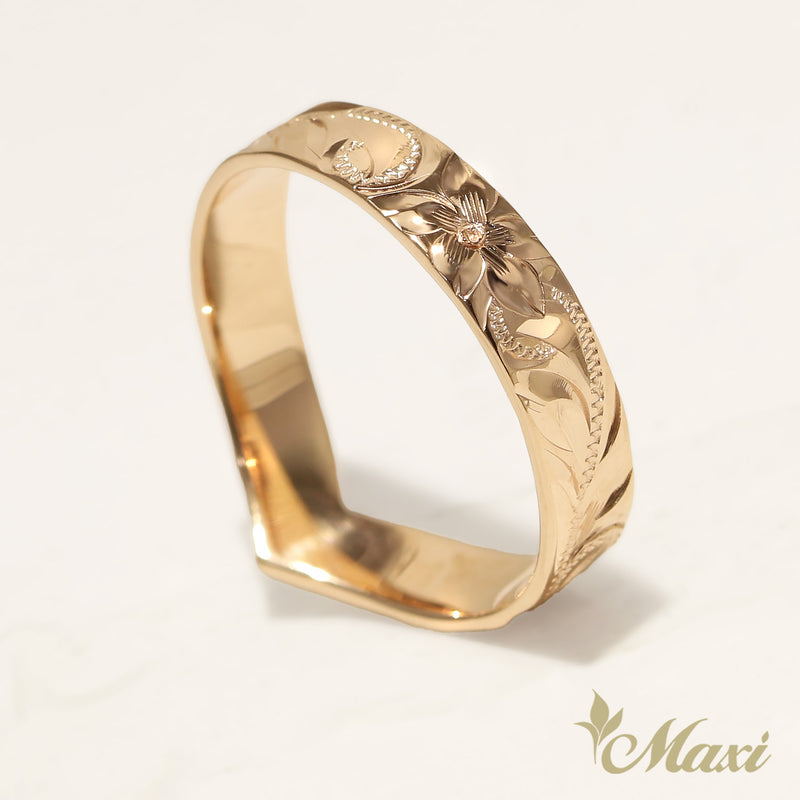 4mm Kohola Whale Tail Ring [14K/18K Gold]