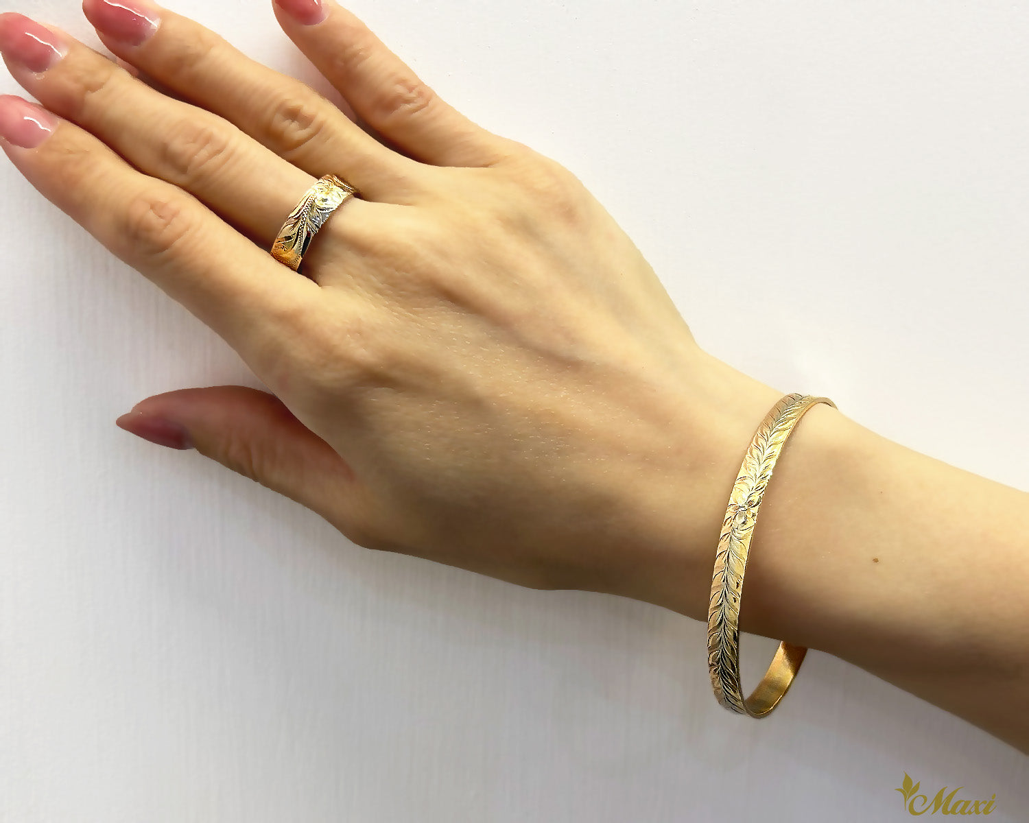 6mm Anuenue Rainbow Tricolor Open Bangle Bracelet/ Flat_Custom [14K Gold]