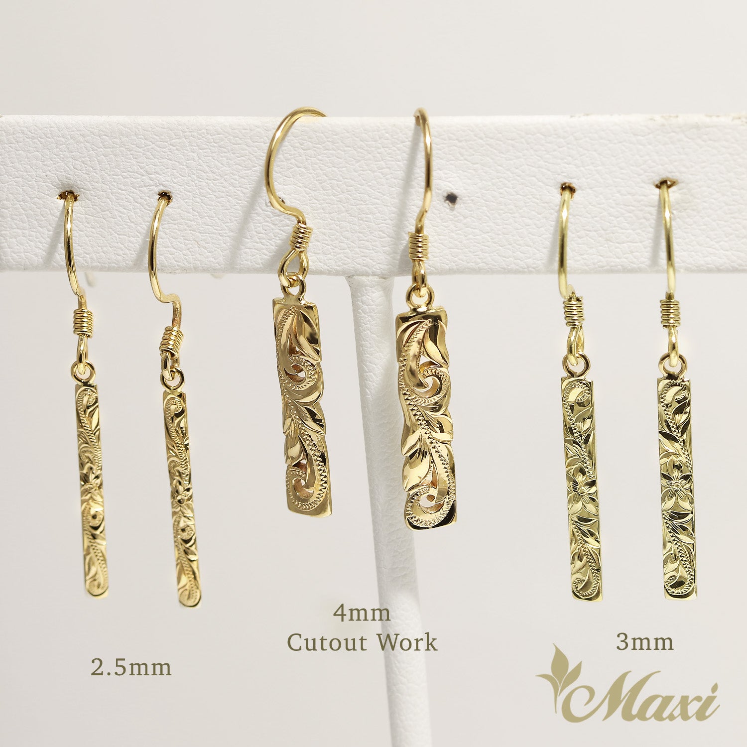 Bar Pierced Earring with Cutout Work_4.5mm [14K/18K Gold]