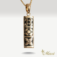 Hawaiian Quilt Pendant-Honu,Naupaka,Kukui [14K/18K Gold]