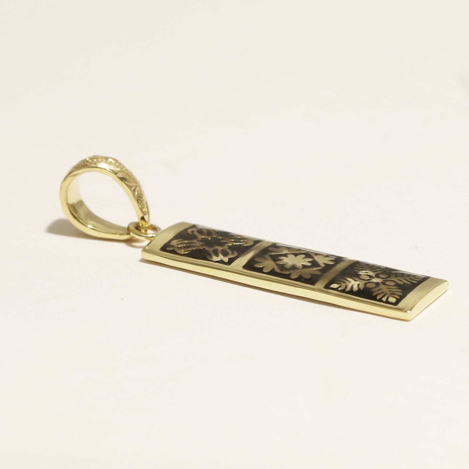 Hawaiian Quilt Pendant-Honu,Naupaka,Kukui [14K/18K Gold]