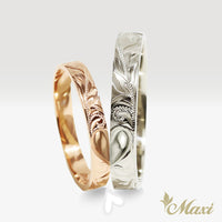 3mm & 4mm Heart_Hawaiian Couple Rings_Flat Shape [14K/18K Gold/Platinum]