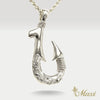 Fish Hook Pendant Large-Double Side Engraving [Silver 925]