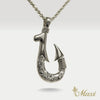 [Black Chrome Silver 925] Fish Hook Pendant Small-Double Side Engraving [Made to Order] (P0953)