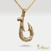 Fish Hook Pendant Small-Double Side Engraving [14K/18K Gold]
