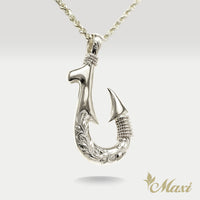 [Silver 925] Fish Hook Pendant Small-Double Side Engraving [Made to Order] (P0953)