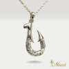 Fish Hook Pendant Small-Double Side Engraving [14K/18K Gold]
