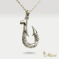 Fish Hook Pendant Small-Double Side Engraving [14K/18K Gold]