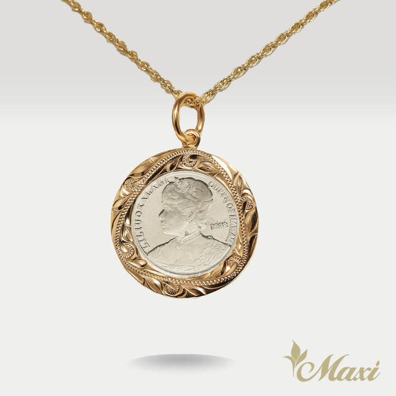 Queen Liliuokalani Replica Coin Pendant Small [14K Gold]