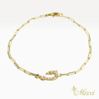 Fish Hook Bracelet with Diamond_Small [14K/18K Gold]