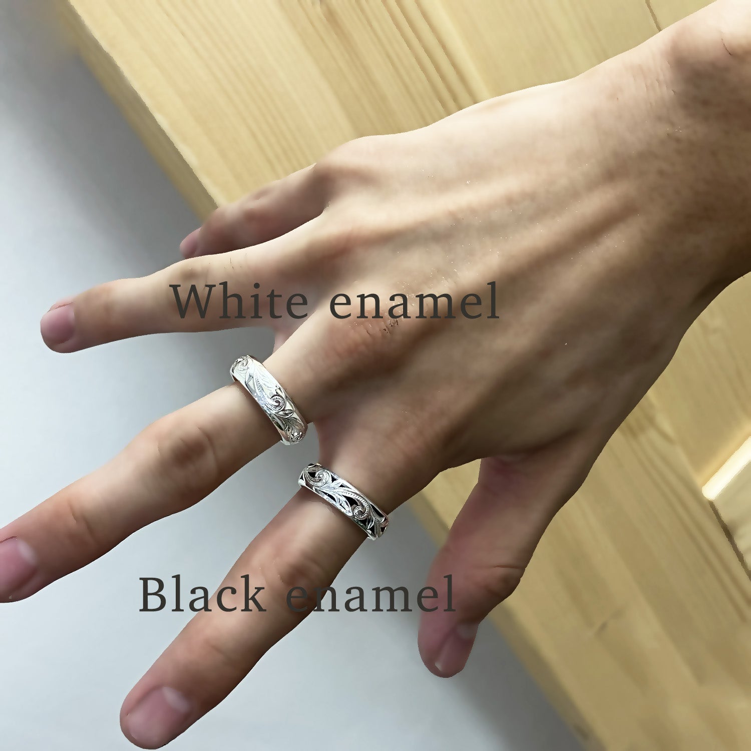 Black Enamel 6mm Ring [14K/18K Gold]