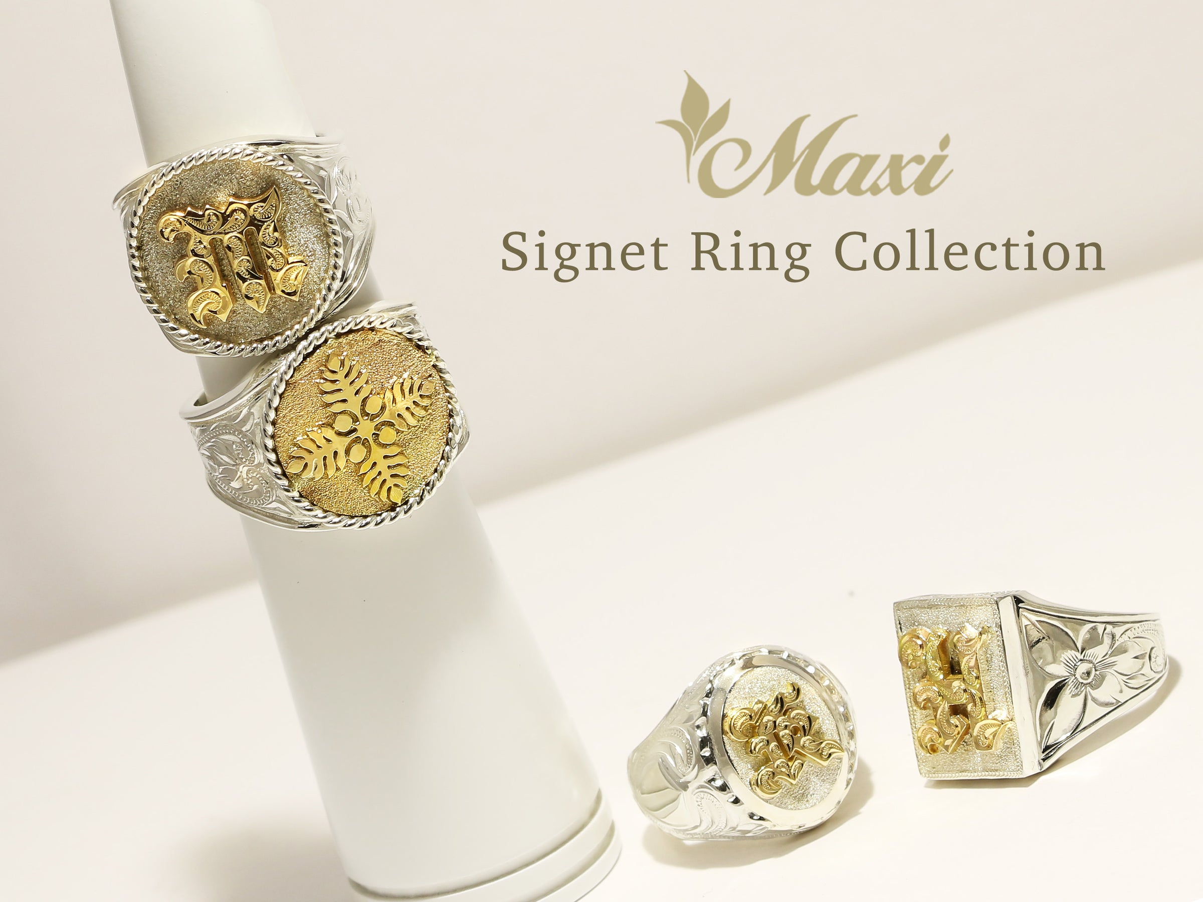 Initial Signet Ring_Round [Silver 925/14K Gold]