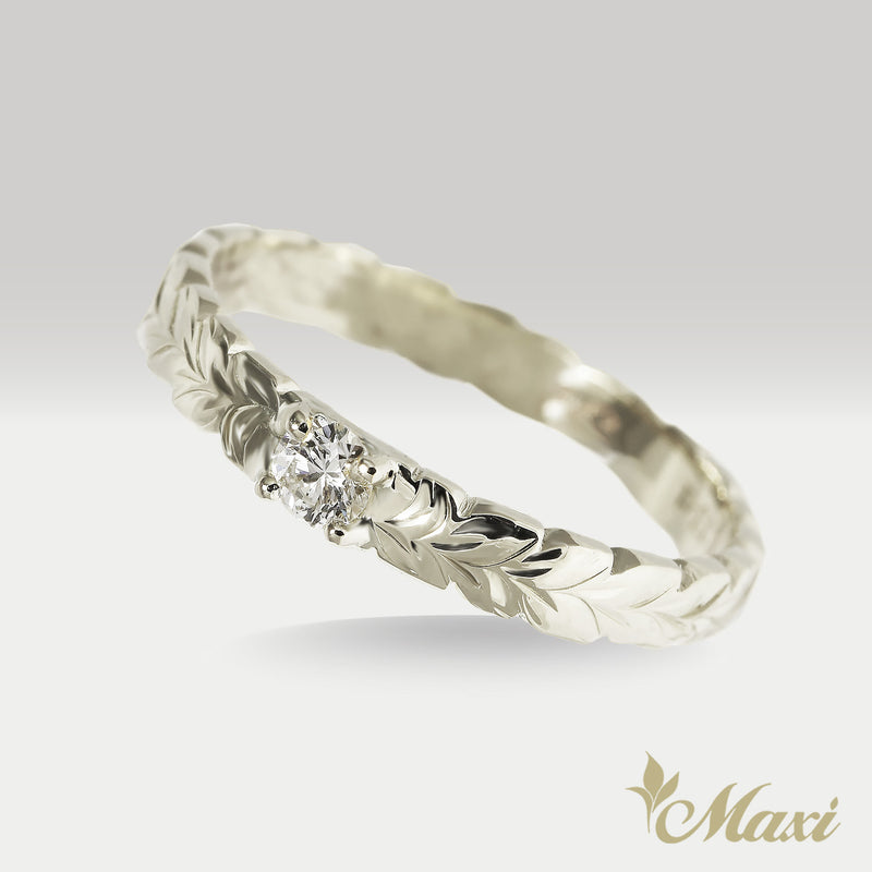0.11 carat Diamond Maile Leaf Flat Ring [14K/18K Gold/Platinum]
