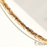 4mm Open Bangle Bracelet_Barrel Shape_Cut Out Edge [14K/18K Gold]