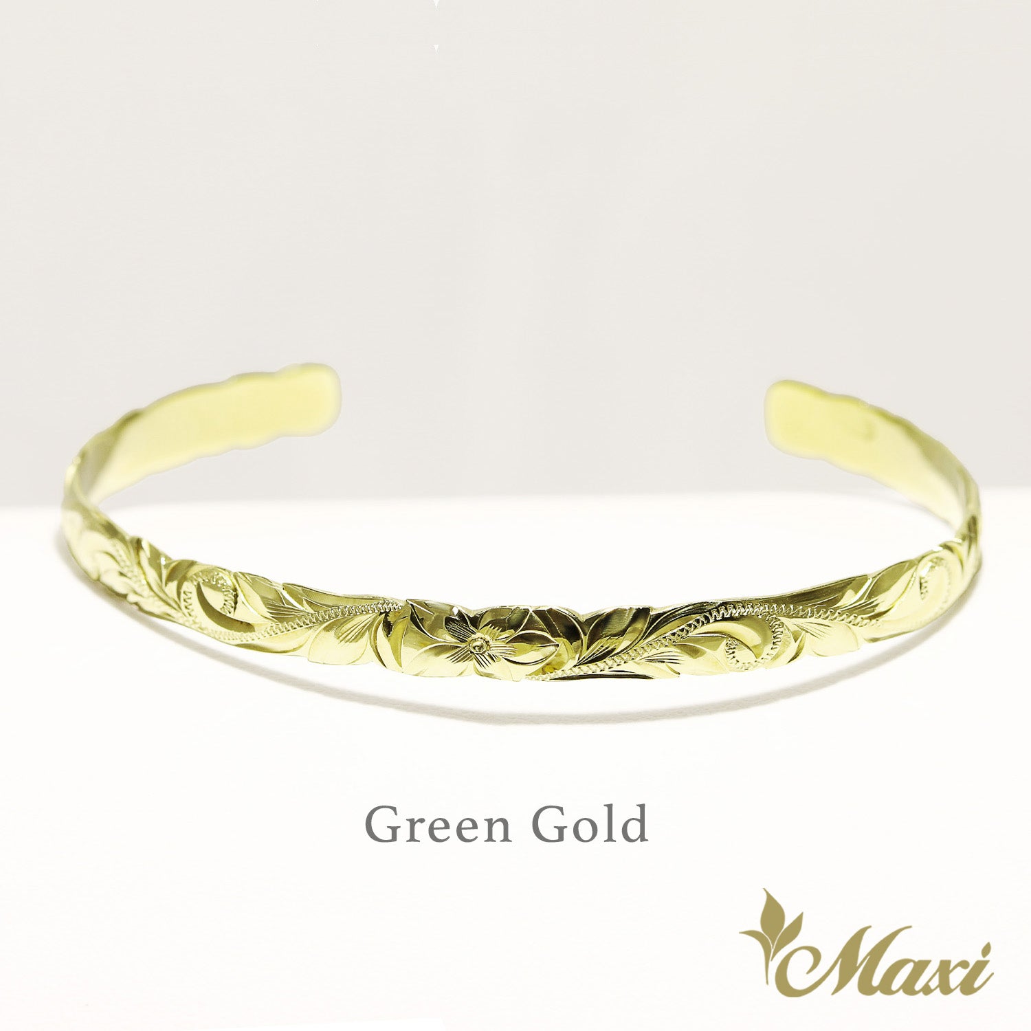 6mm Open Bangle Bracelet_Barrel Shape_Cut Out Edge [14K/18K Gold]