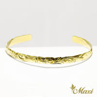 6mm Open Bangle Bracelet_Barrel Shape_Cut Out Edge [14K/18K Gold]