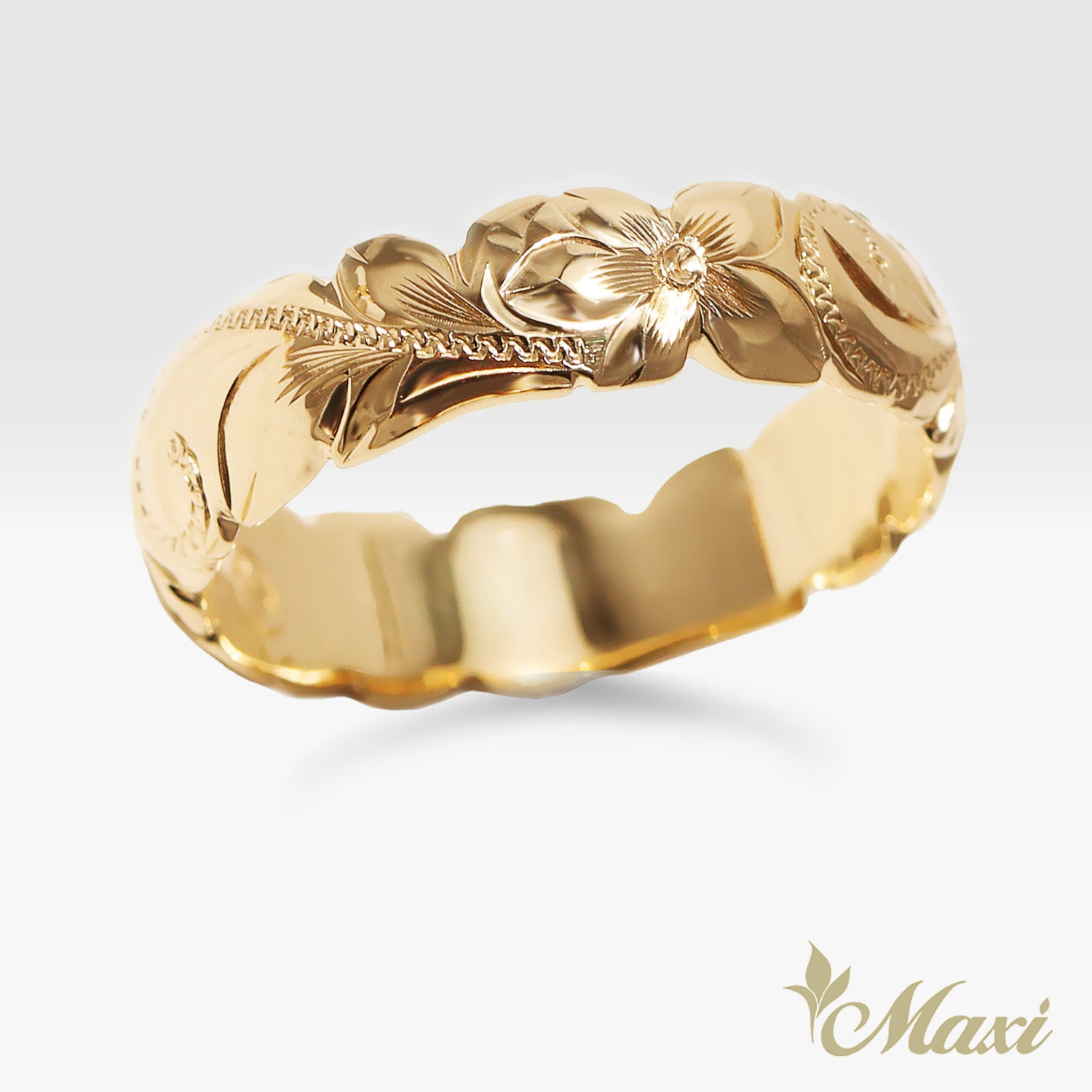 6mm Barrel-Shaped Hawaiian Ring_Cutout Edge [14K/18K Gold/Platinum]