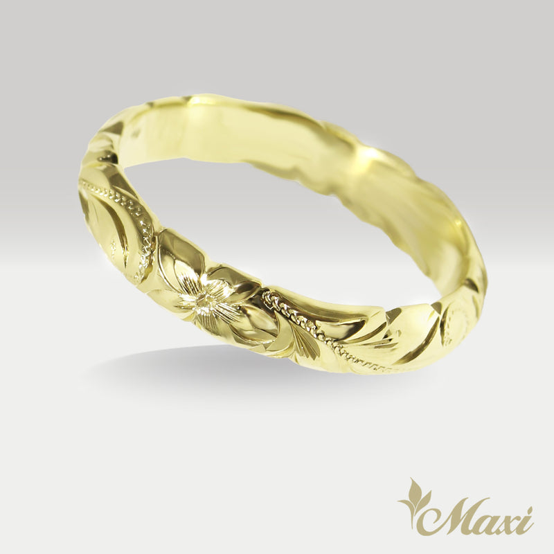 4mm Barrel-Shaped Hawaiian Ring_Cut Out Edge [14K/18K Gold/Platinum]