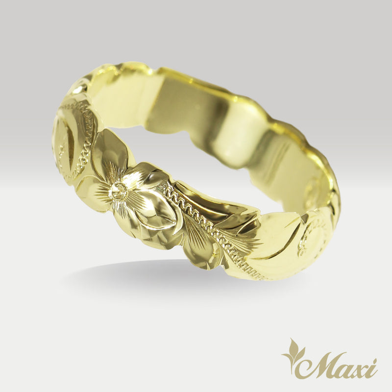 6mm Barrel-Shaped Hawaiian Ring_Cut Out Edge [14K/18K Gold/Platinum]