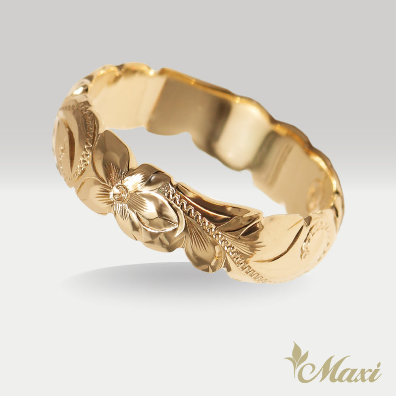 6mm Barrel-Shaped Hawaiian Ring_Cut Out Edge [14K/18K Gold/Platinum]