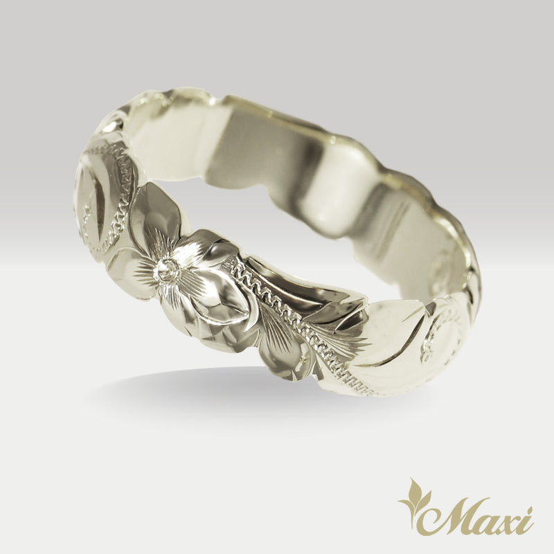 6mm Barrel-Shaped Hawaiian Ring_Cut Out Edge [14K/18K Gold/Platinum]