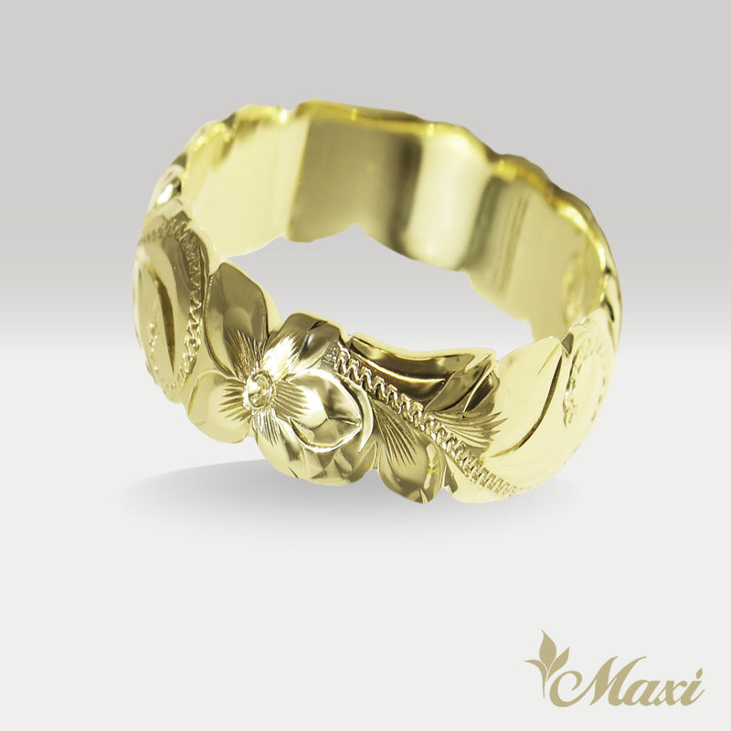 8mm Barrel-Shaped Hawaiian Ring_Cut Out Edge [14K/18K Gold/Platinum]