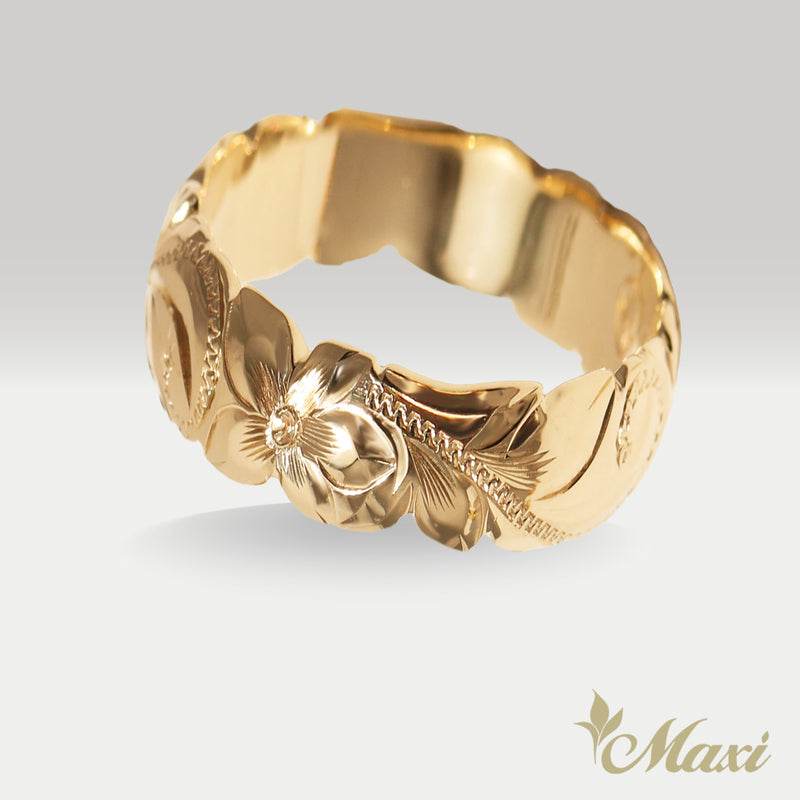 8mm Barrel-Shaped Hawaiian Ring_Cut Out Edge [14K/18K Gold/Platinum]