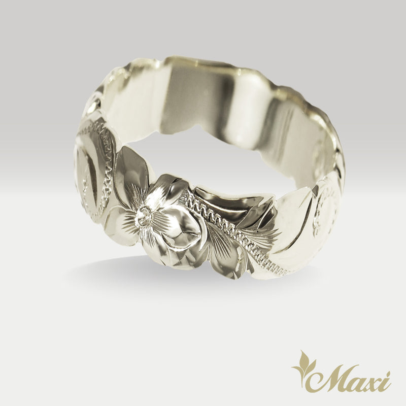 8mm Barrel-Shaped Hawaiian Ring_Cut Out Edge [14K/18K Gold/Platinum]