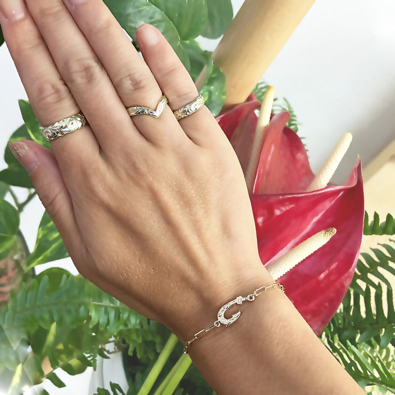 Fish Hook Bracelet_Small_Paper Clip Chain [14K Gold]