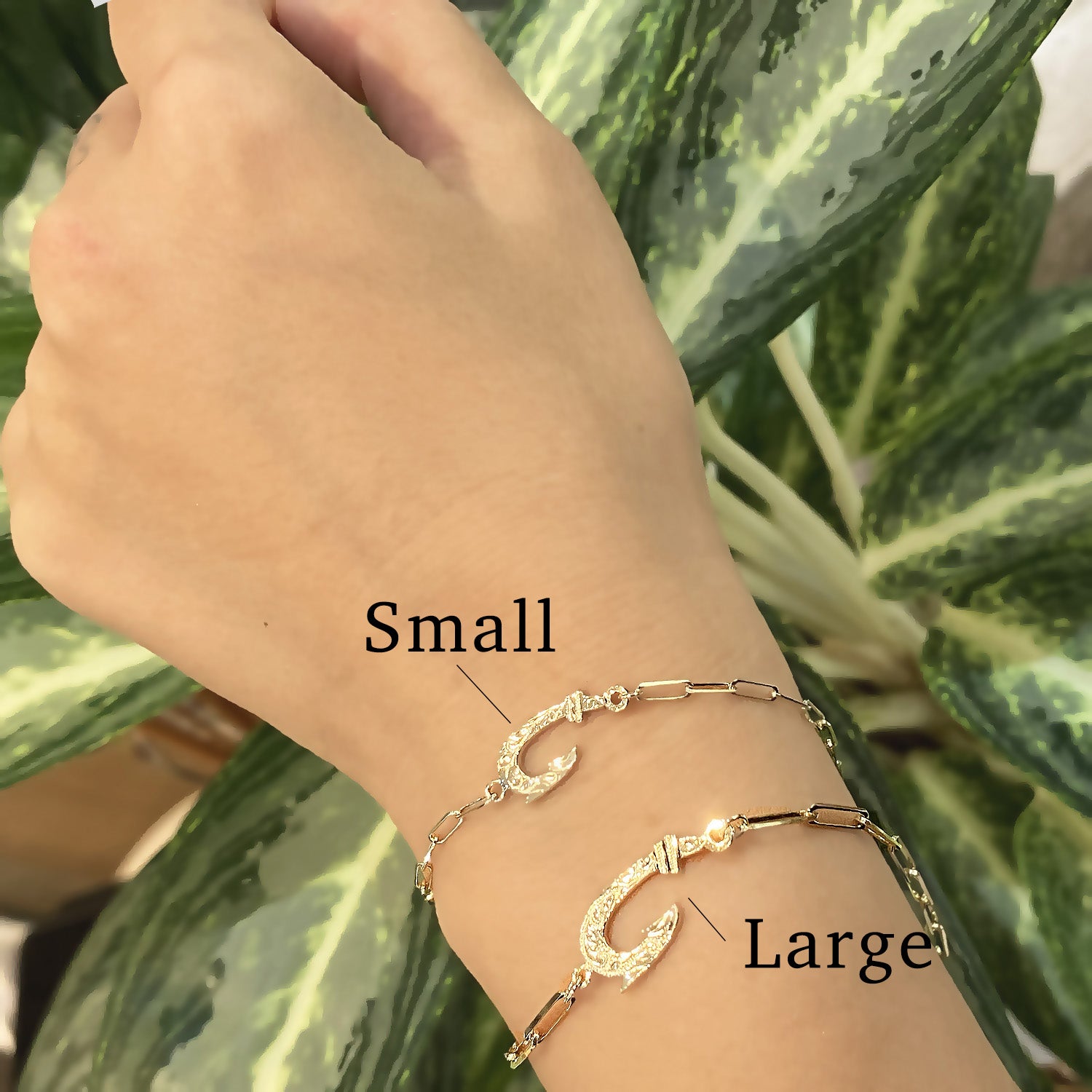 Fish Hook Bracelet_Small_Paper Clip Chain [14K Gold]