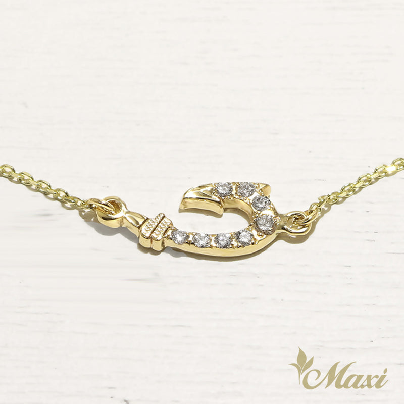 Fish Hook Bracelet with Diamond_Small [14K/18K Gold]