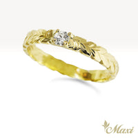 0.11 Carat Round Lab-Grown Diamond Maile Leaf Ring [14K/18K Gold/Platinum]