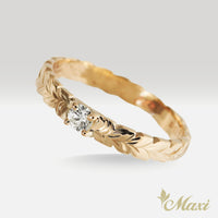 0.11 Carat Round Lab-Grown Diamond Maile Leaf Ring [14K/18K Gold/Platinum]