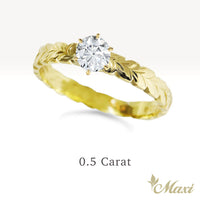 0.5 Carat Round Lab-Grown Diamond Maile Leaf Ring [14K/18K Gold/Platinum]