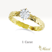 0.5 Carat Round Lab-Grown Diamond Maile Leaf Ring [14K/18K Gold/Platinum]
