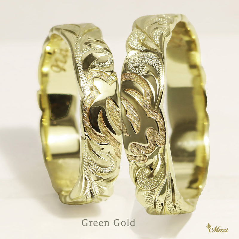 4mm & 6mm Half Honu_Hawaiian Sea Turtle Couple Rings [14K/18K Gold]