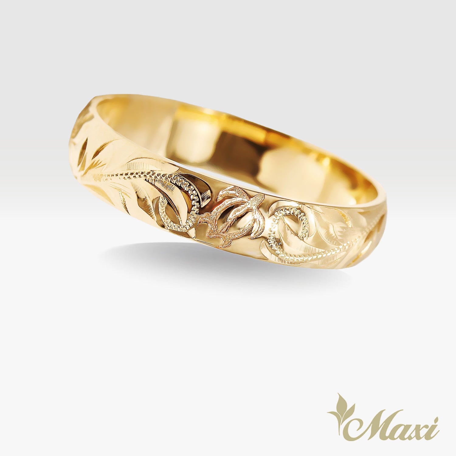 4mm & 6mm Honu_Hawaiian Sea Turtle Couple Rings [14K/18K Gold/Platinum]