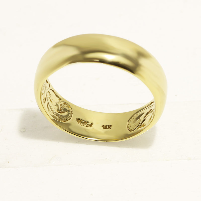 6mm Inner Engraved Ring_Barrel-Shaped [14K/18K Gold/Platinum]