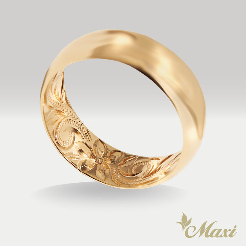 6mm Inner Engraved Ring_Barrel-Shaped [14K/18K Gold/Platinum]