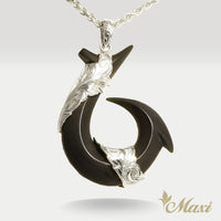 [Silver 925] Black Jade Hawaiian Fishhook Pendant-Large (P1312)