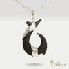 Hawaiian Engraved Black Jade Fish Hook Pendant-Small [Silver 925]