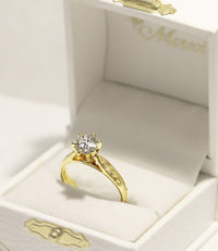 1 Carat Rond Lab-Grown Diamond Hawaiian Engraved Solitaire_Tapered Ring [14K/18K Gold]