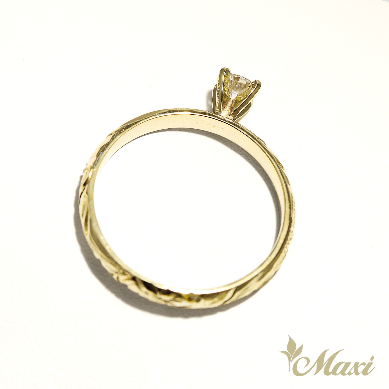 1 Carat Rond Lab-Grown Diamond Hawaiian Engraved Solitaire_Cut-out Ring [14K/18K Gold]