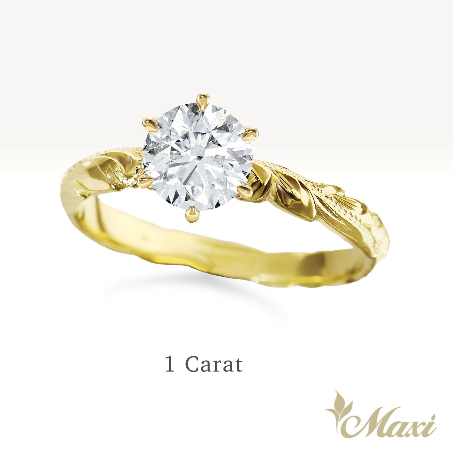 1 Carat Rond Lab-Grown Diamond Hawaiian Engraved Solitaire_Cut-out Ring [14K/18K Gold]