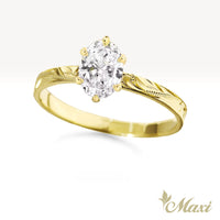1 Carat Oval Lab-Grown Diamond Hawaiian Engraved Solitaire_Flat Ring [14K/18K Gold/Platinum]