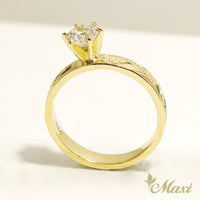 0.25 Carat Round Lab-Grown Diamond Hawaiian Engraved Solitaire_Flat Ring [14K/18K Gold/Platinum]