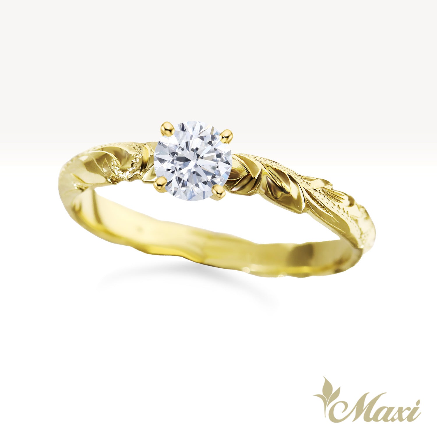0.25 Carat Rond Lab-Grown Diamond Hawaiian Engraved Solitaire_Cut-out Ring [14K/18K Gold]