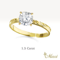1 Carat Square Cushion Cut Lab-Grown Diamond Hawaiian Engraved Solitaire_Flat Ring [14K/18K Gold/Platinum]