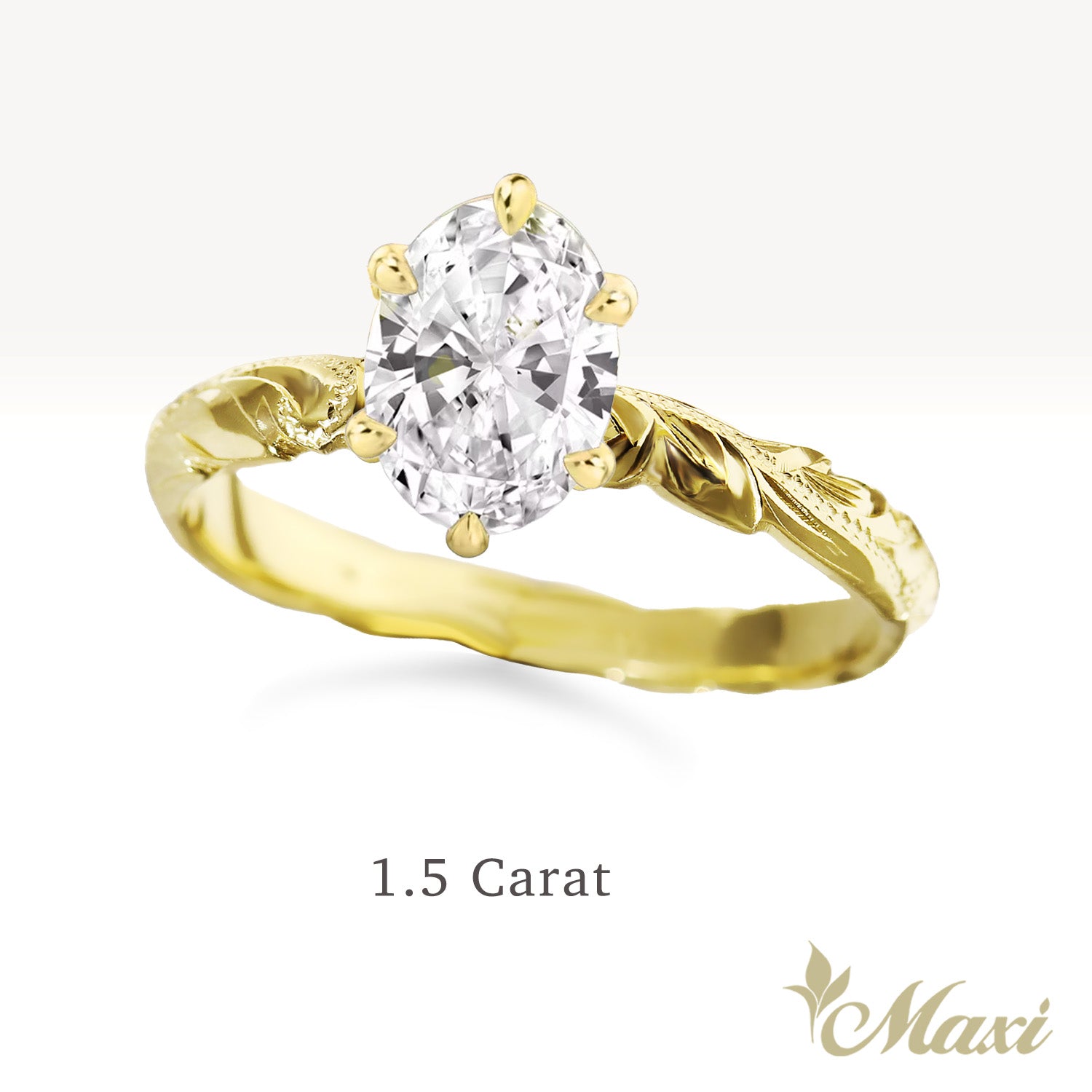 1 Carat Oval Lab-Grown Diamond Hawaiian Engraved Solitaire_Cut-out Ring [14K/18K Gold]